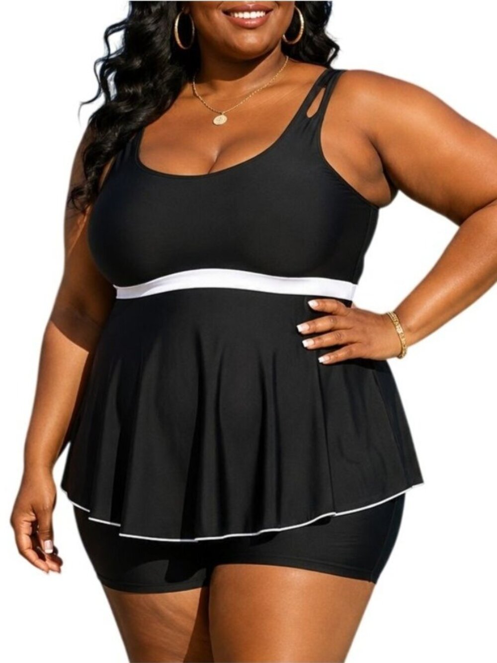 Summer Mae Plus Size 20W Tankini Set Two-Piece Adjustable Straps Flattering Fit